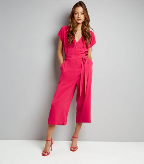 Pink Wrap Front Culotte Jumpsuit | New Look