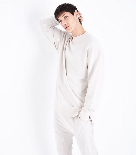 Stone Dropped Shoulder Crew Neck Sweater | New Look