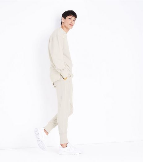 Stone Panelled Drop Crotch Jersey Joggers | New Look