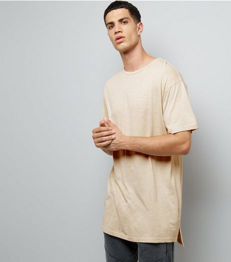 Stone Split Hem Longline T-Shirt | New Look