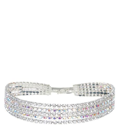 Silver Layered Diamante Bracelet | New Look