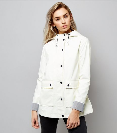 Petite White Stripe Trim Anorak | New Look