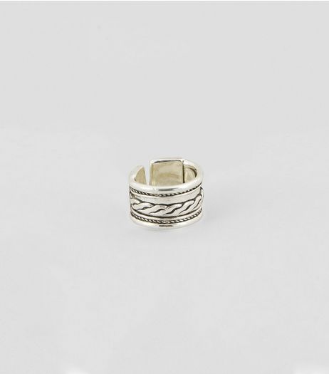 Silver Textured Thumb Ring | New Look