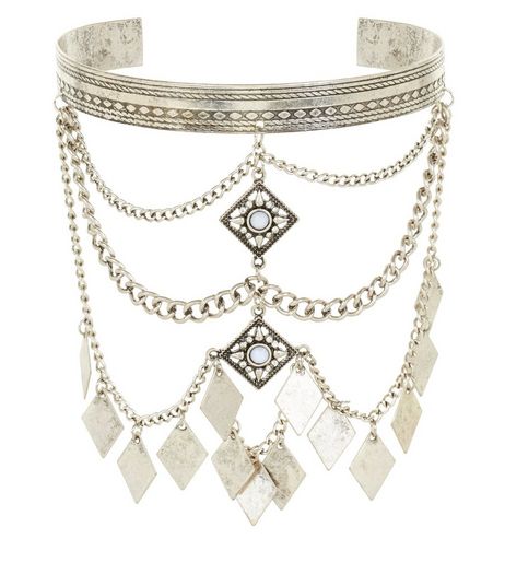 Silver Chain Drape Armcuff | New Look