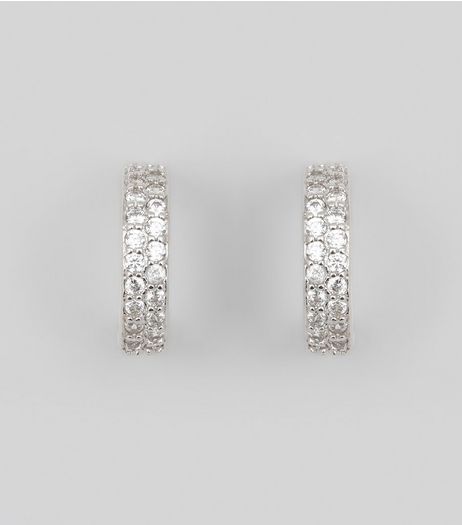 Silver Cubic Zirconia Hoop Earrings | New Look