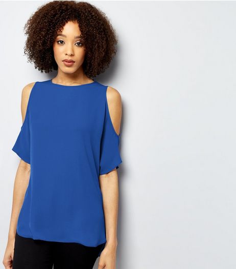 Blue Cold Shoulder Top | New Look