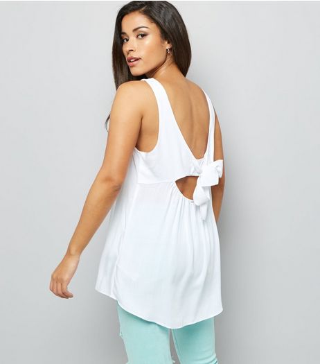 White Tie Back Sleeveless Top | New Look