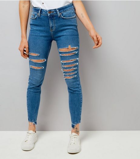 Blue Ripped Skinny Jenna Jeans | New Look