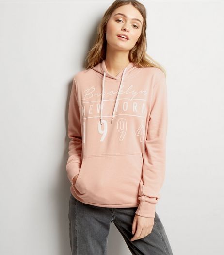Cameo Rose Shell Pink Brooklyn Print Hoodie | New Look