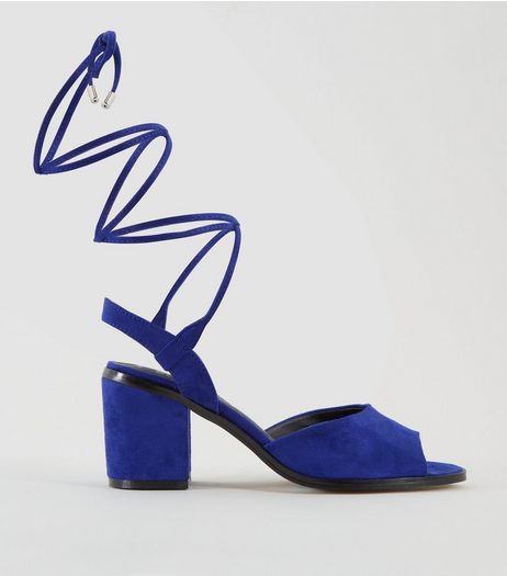Teens Blue Suedette Ankle Tie Heels | New Look