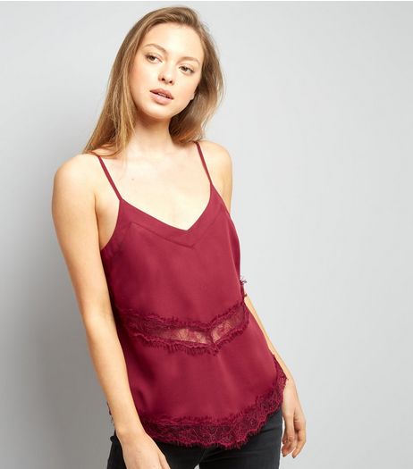 Shell Pink Lace Panel Cami Top | New Look