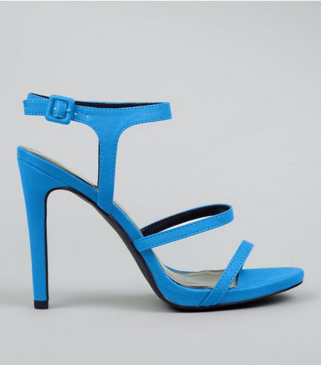 Neon Blue Ankle Strap Heeled Sandals | New Look