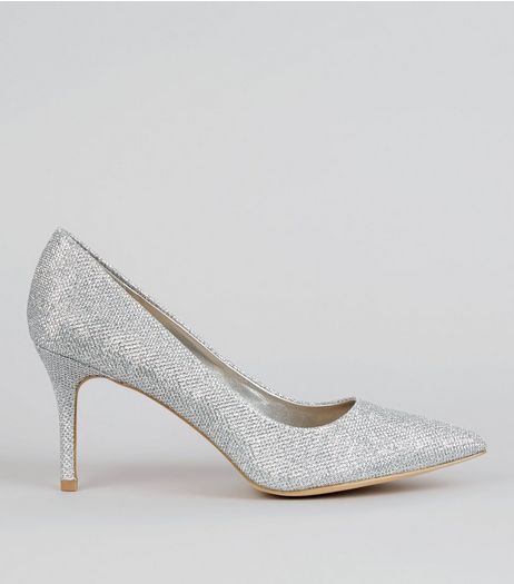 Silver Glitter Court Shoes | New Look