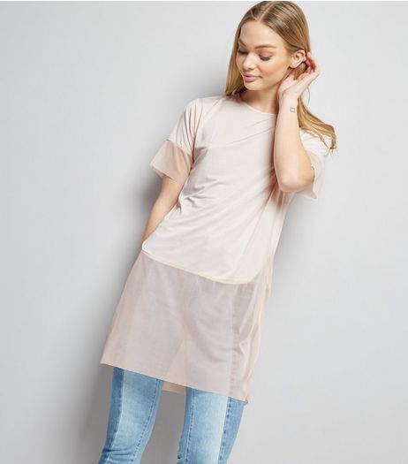 Carpe Diem Shell Pink Mesh Hem T-Shirt | New Look