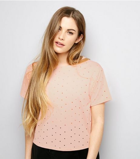 Carpe Diem Peach Cut Out Trim T-Shirt | New Look