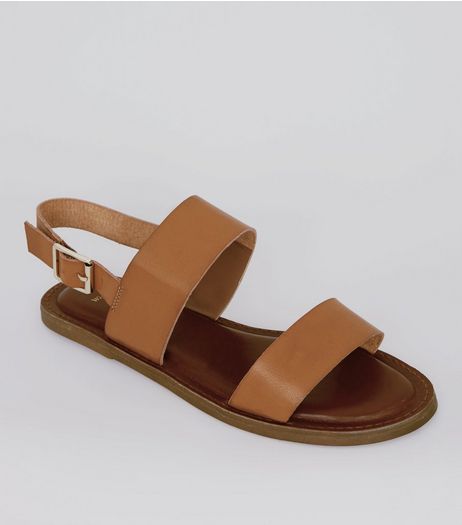 Wide Fit Tan Double Strap Sandals | New Look