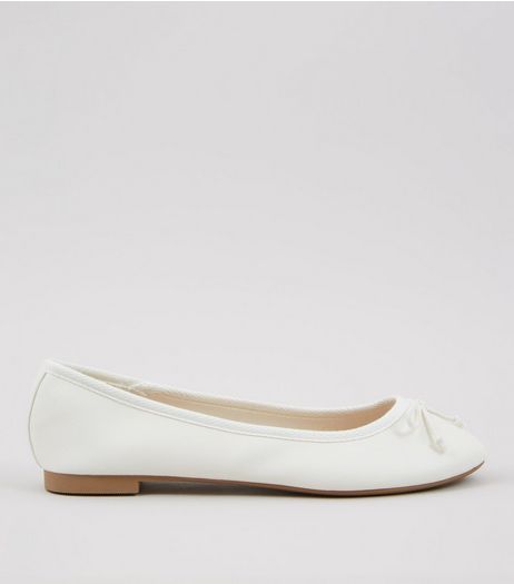 White Bow Front Ballet Pumps | New Look