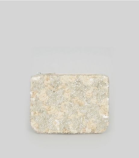 Shell Pink Stars Embellished Zip Top Purse | New Look