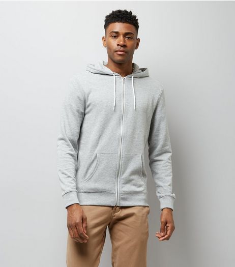 Grey Zip Front Hoodie | New Look