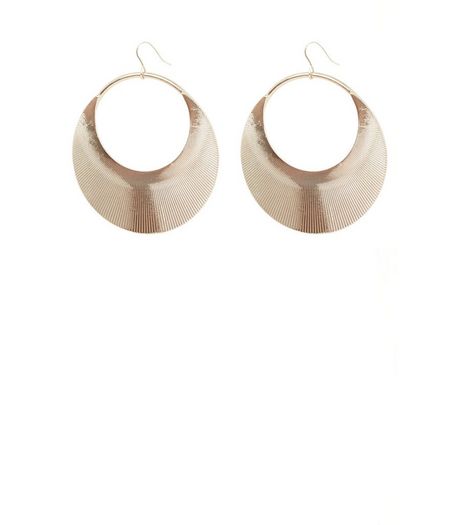 Gold Textured Cut Out Disc Earrings | New Look