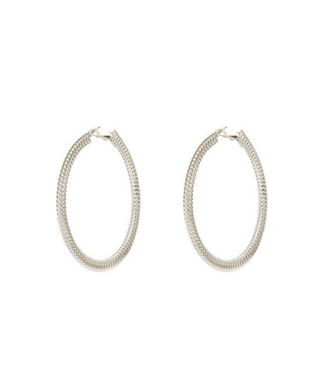 Silver Twist Chain Hoop Earrings | New Look