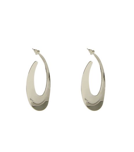 Silver Curved Hoop Earrings | New Look