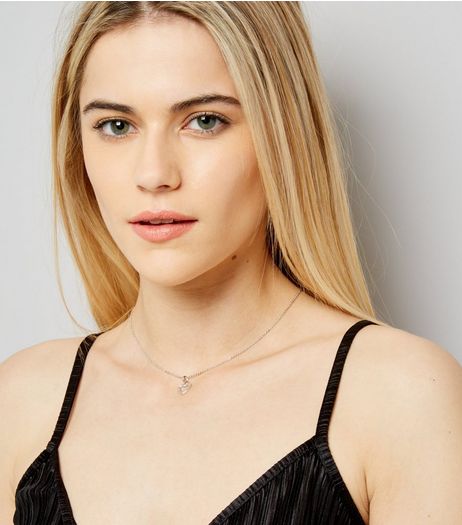 Silver Cubic Zirconia Open Heart Pendant Necklace | New Look