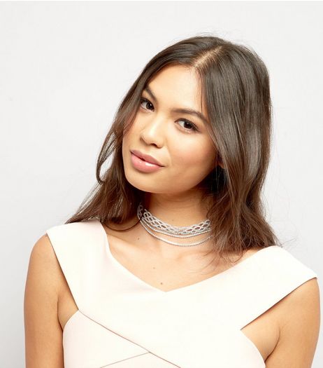 Silver Diamante Layered Choker | New Look