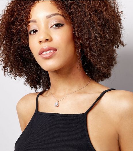 Rose Gold Cubic Zirconia Square Pendant | New Look