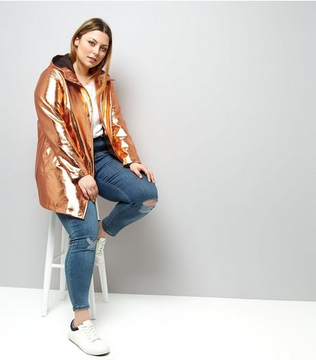Curves Rose Gold Anorak | New Look