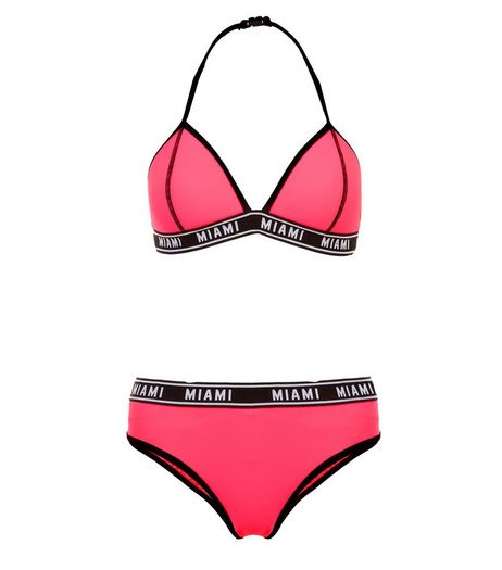 Teens Pink Miami Trim Scuba Bikini | New Look
