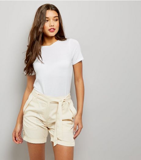 Cream Tie Waist Shorts | New Look
