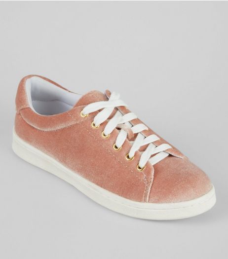 Teens Pink Velvet Trainers | New Look
