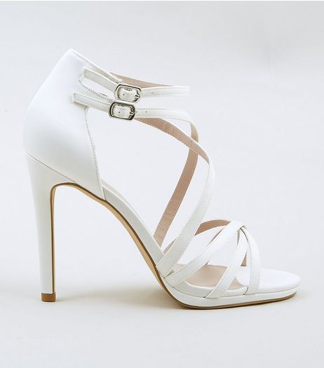 Ivory Satin Multi Strap Heels | New Look