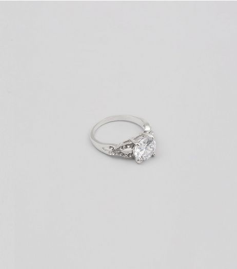 Silver Cubic Zirconia Square Ring | New Look