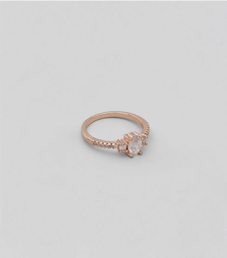 Rose Gold Cubic Zirconia Ring | New Look