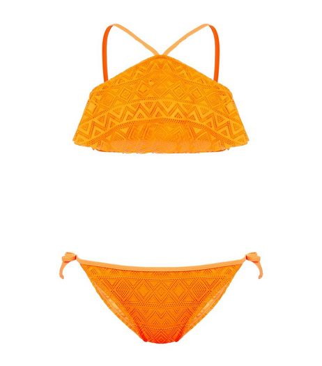 Teen Orange Crochet Bikini | New Look