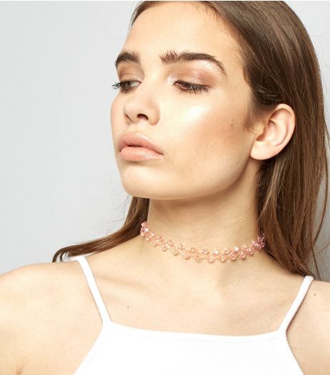 Pink Bead Tattoo Choker | New Look