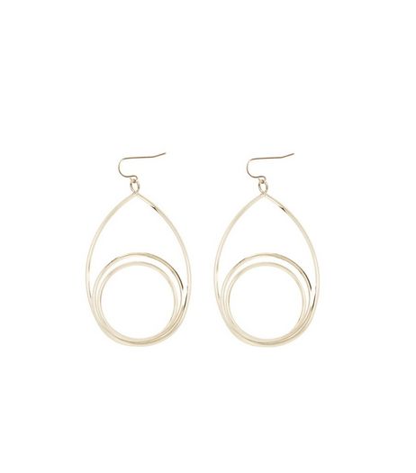 Silver Circle Teardrop Layered Earrings | New Look