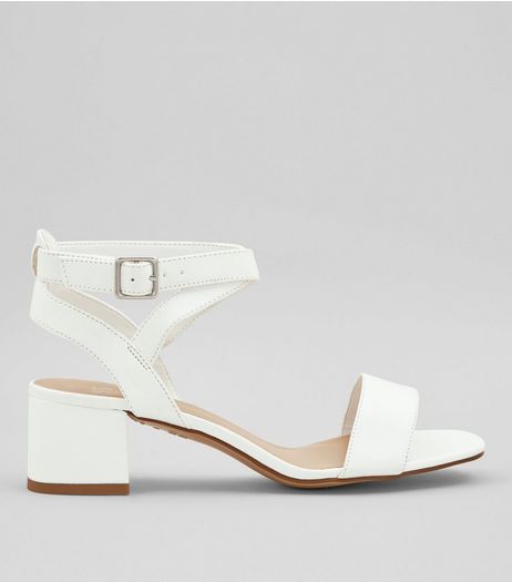 Teens White Low Block Heels | New Look