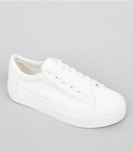 Teens White Flatform Trainers | New Look