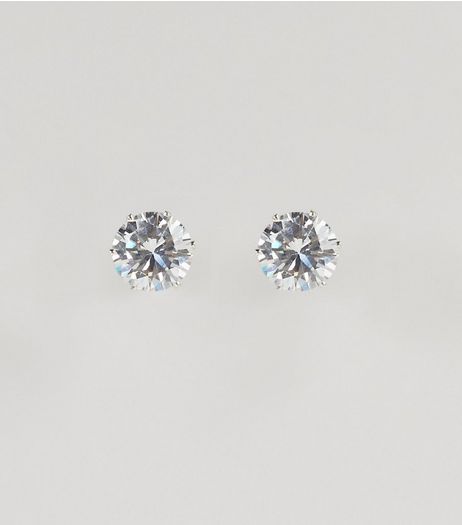 Silver Crystal Stud Earrings | New Look