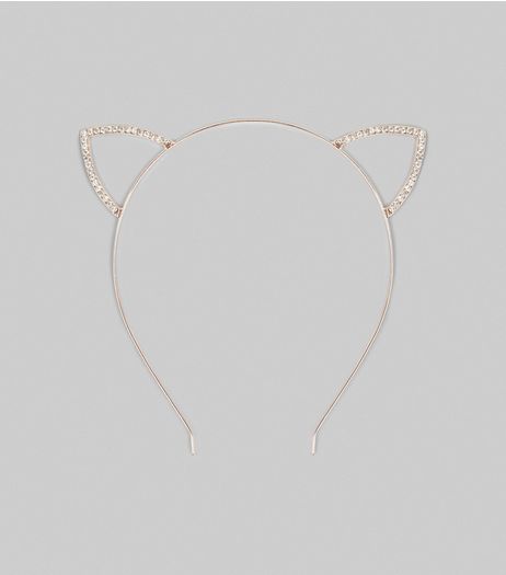 Rose Gold Crystal Cat Ears | New Look