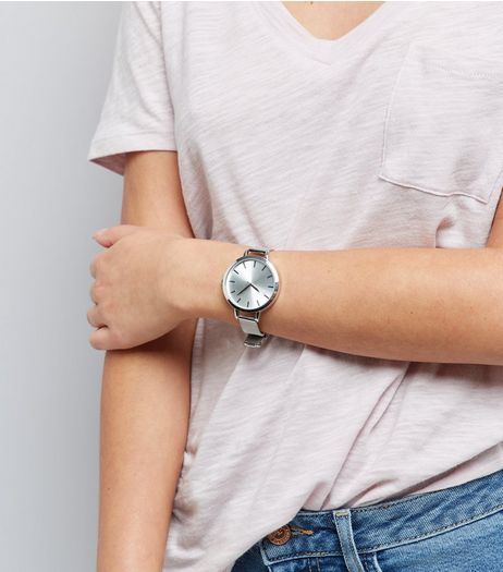 Silver Mesh Strap Watch | New Look