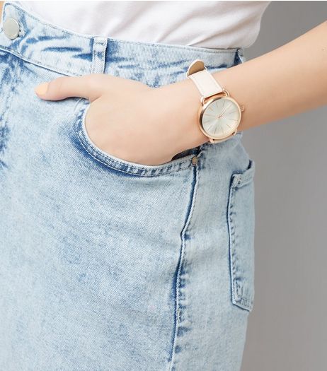 Shell Pink Metallic Trim Watch | New Look