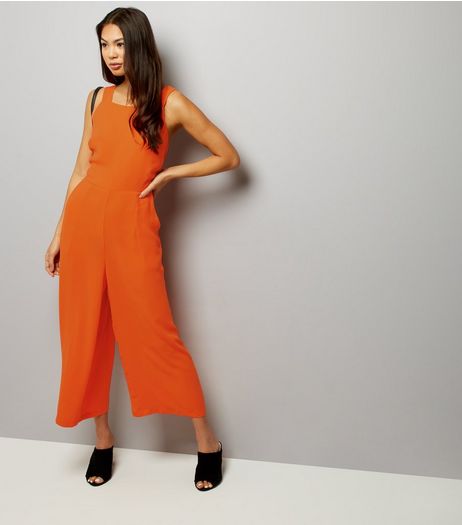 Bright Orange Tie Back Wide Leg Jumpsuit | New Look