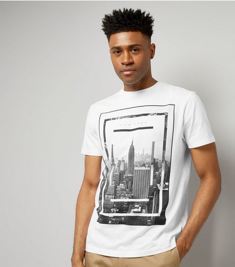 White New York Skyline Print T-Shirt | New Look