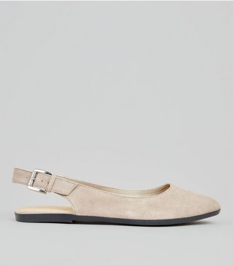 Grey Suede Sling Back Pumps | New Look