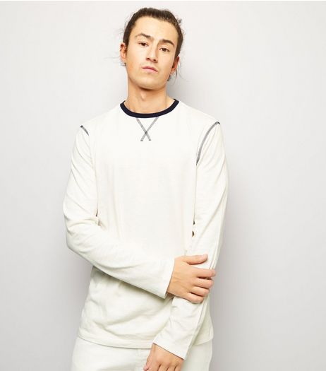 White Contrast Stitch Front Top | New Look