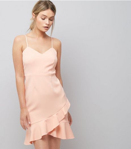 Shell Pink Frill Hem Bodycon Dress | New Look